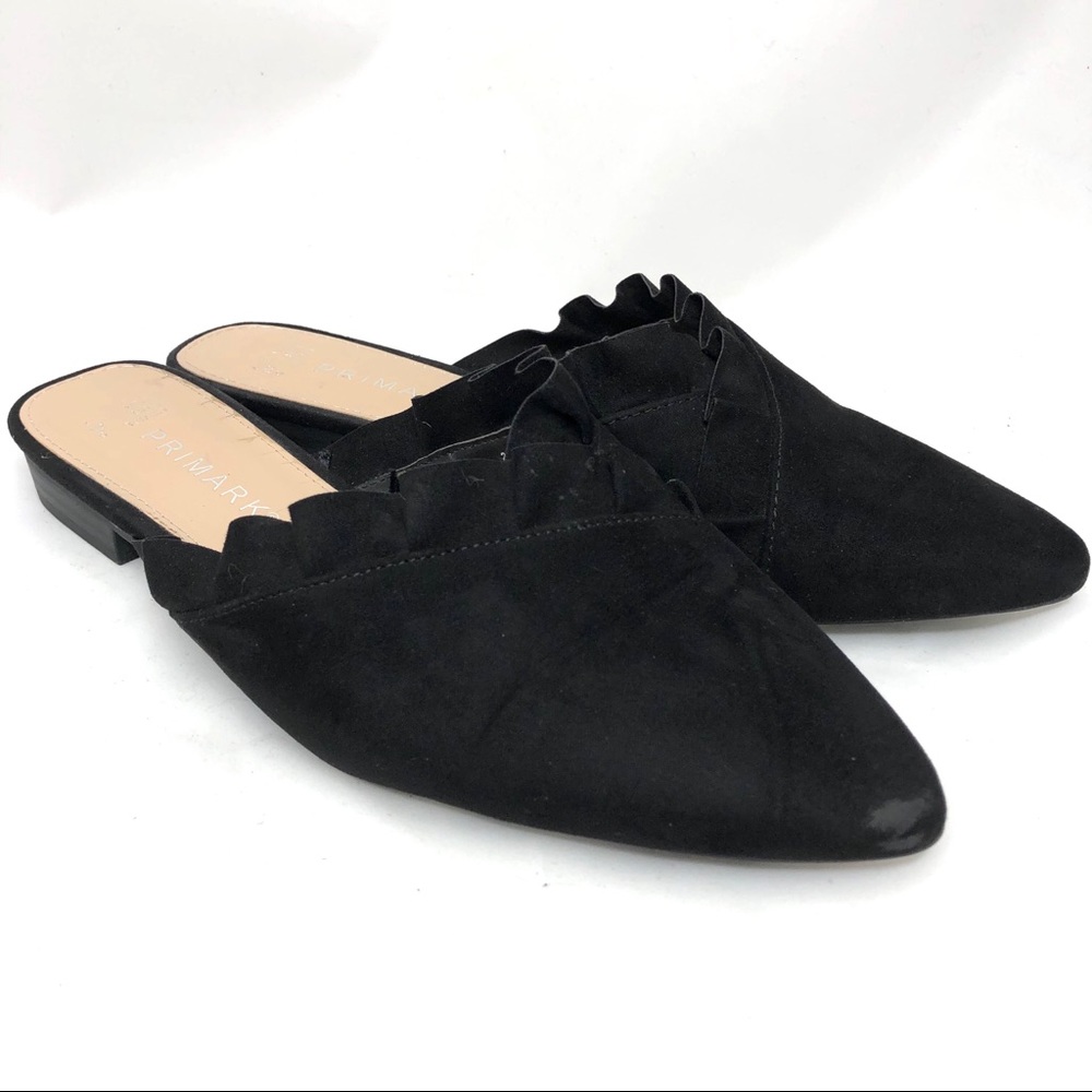 Primark black suede ruffle women’s flat size 7 - Picture 5 of 8